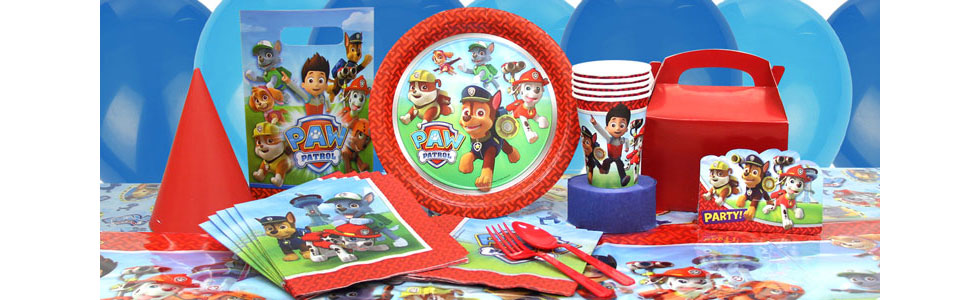 Bērnu dzimšanas diena Ķepu patruļa (Paw Patrol) stilā - dekorācijas, trauki, galda piederumi, baloni ar hēliju, aksesuāri