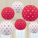 Telpu dekorēšanas komplekts Valentīna dienai, sarkani un balti papīra baloni, diam. 24cm