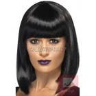 Парик звезды RnB, черный, с челкой, каре, прямой, синтетика