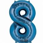 26"/66cm x 34"/86cm Skaitlis 8 Folija balons Super figure Zilā