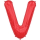 Burtu balons sarkanās krāsā  "V",  87cm, folijas figūra paredzēta piepūšanai ar hēliju