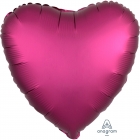 Шар в форме сердца фольги «Сатин Люкс гранатовый»,  размер, 43 см., наполняется гелием 