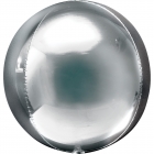 Apaļš folijas  balons, spoguļu sudrabs,  Orbz ®, diametrs 43 cm, piepūšams ar hēliju
