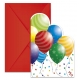Ielūgumu kartiņas Happy Birthday - Svētku baloni, 6 gab.