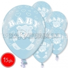 12"/30 cm lateksa baloni, Baby Boy, 15 gab.