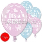12"/30 cm lateksa baloni, Boy Girl, 15 gab.