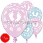 12"/30 cm lateksa baloni, Christening, 15 gab.