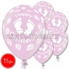12"/30 cm lateksa baloni, Christening girl, 15 gab.