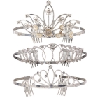 Diadēma ar mākslīgo dārgakmeņu, metaliskā, 3 dažadi dizaini