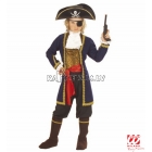 Pirāta kostīms (128cm) - mētelis, veste ar žabo, aproces, bikses, josta, apavu pārvalki, cepure, acu aizsegs