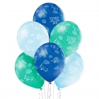 "Lidmašīnas" 12"/30 cm lateksa baloni 6 gab. Pastelis: 003 Gaisi Zils, 005 Meža Zaļš, 022 Koši Zils. Druka: 1 Krāsa(s) / 5 Puses