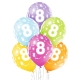 8.Dzimšanas Diena 12"/30 cm lateksa baloni  6 gab. Pastelis: 008 Abolu Zaļš, 117 Koši Dzeltens, 007 Oranžs, 010 Koši Rozā, 009 