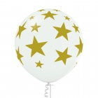 "Zvaigznes" 1 gab. 24"/60 cm lateksa balons Pastelis: 002 Balts. Druka: 1 Krāsa(s) / 5 Puses