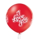 I Love You - 60 cm. apaļš balons, sarkans, 1 gab., apdruka 1 krāsā / 4 pusēs