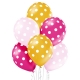 Punktaini baloni - 30 cm. baloni, 6 gab.,  perlamutra krāsas meitenēm – zelta, fuksija, rozā.