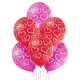 Sirsniņas – 30 cm. baloni 6 gab., pastelis: sarkans, tumši rozā. apdruka 1 krāsā / 5 pusēs.