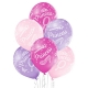 Princese – 30 cm. baloni 6 gab., pastelis: gaiši rozā, gaiši violets, tumši rozā; apdruka 1 krāsā / 5 pusēs.