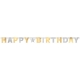 Burtu baneris Happy Birthday zelta un sudraba krāsās, 240 cm
