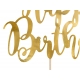 Tortes toperis “Happy Bithday”, zelts, 22,5 cm, laminēts papīrs  