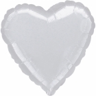 Folija balons - Metāla sudraba sirds - izmērs 43cm, piepūšams ar hēliju vai gaisu