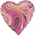 Folija balons- Sirds mamora violeta - izmērs 43cm, piepūšams ar hēliju vai gaisu