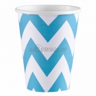 ZIGZAG Papīra glāzes, Karību jūras zila krāsa, 256 ml, 8.gab.