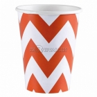 ZIGZAG Papīra glāzes, Oranža krāsa, 256 ml, 8.gab.