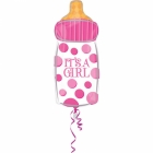 Junior Shape Baby Bottle It's a Girl Foil Balloon S50 Packaged 25 x 58 cm