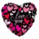 Folijas sirds formas balons "Love You On A Gold Heart", 43 cm 