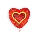Sirds formas folija balons Valentīna Dienai, sarkans ar zeltu apdruku, 43 cm 