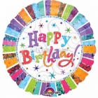 32"/81 x 32"/81 cm folija balons, Happy Birthday, Radiant, Jumbo