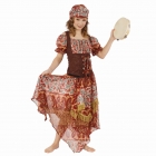 Bērnu čigānu kostīms – svārki uz gumijas, blūze un lakats, 128 cm