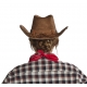 Zamšāda brūna kovboju cepure ar dekoratīviem elementiem. 