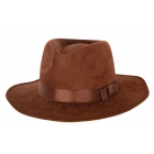 Zamšāda brūna Fedora cepure.