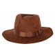 Zamšāda brūna Fedora cepure.