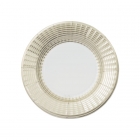 8 papīra šķīvji 21 cm ar elegantām baltā zelta svītrām