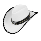 Balta filca kovboju cepure ar vērša simbolu