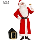 Super Deluxe Ziemassvētku vecīša tērps — samta ar kapuci, plīša apdari un jostu ar sprādzi