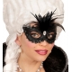 Melna spīdīga acu maska ar spalvām 
