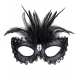 Melna spīdīga acu maska ar spalvām 