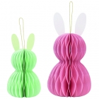 Papīra dekorācijas  – Zaķīši, rozā/zaļš, 13/18 cm