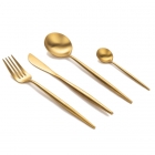 Komplekts no 4 metāla galda piederumiem, matēts zelts.