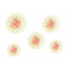 Papīra dekorācijas Ziedi, krēma krāsā, 5 gab., 30-20 cm.