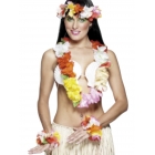 Havaju ziedu virteņu komplekts, krāsains, komplektā ietilpst galvas, kakla un roku virtenes.