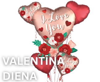 Valentīndienas baloni un dekori | Sirds baloni, komplekti, piegāde