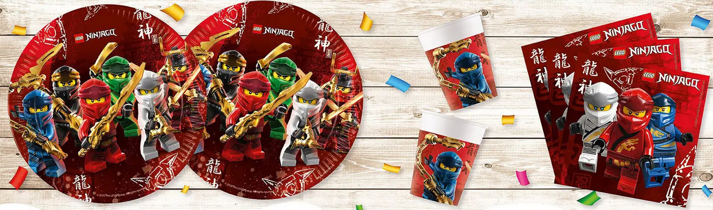 Lego Ninjago - baloni, dekorācijas, trauki ballītei