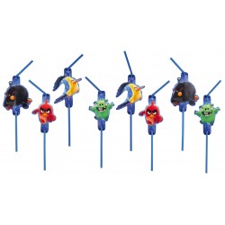 Трубочки для коктейля 24 см 8 шт.Тема : Angry Birds