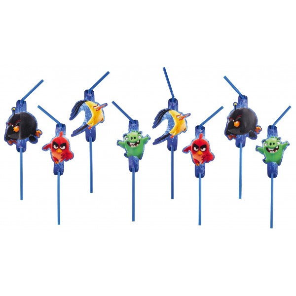 Трубочки для коктейля 24 см 8 шт.Тема : Angry Birds