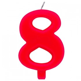 Свечка для торта  "8" красная, с легким искрящимся эффектом,  9.5 см.