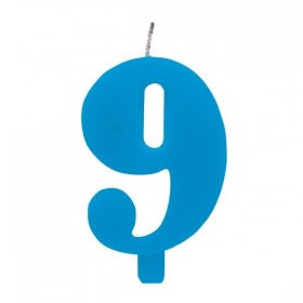 Цифра "9" - сверкающая свеча для торта,  туркиз, 9.5 см